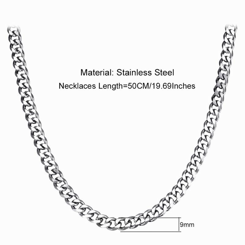 21 45cm 50cm 55cm 60cm 70cm Length 9mm Width Stainless Steel Necklace Mens Curb Cuban Chain Necklace Silver Tone Chain Hiphop Jewelry From Mina68 1 95 Dhgate Com
