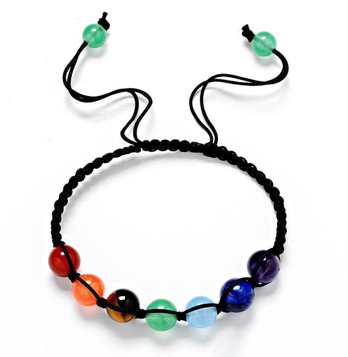 Pulsera Tejida A Mano Hombres Y Mujeres Chakra Piedra Verde 