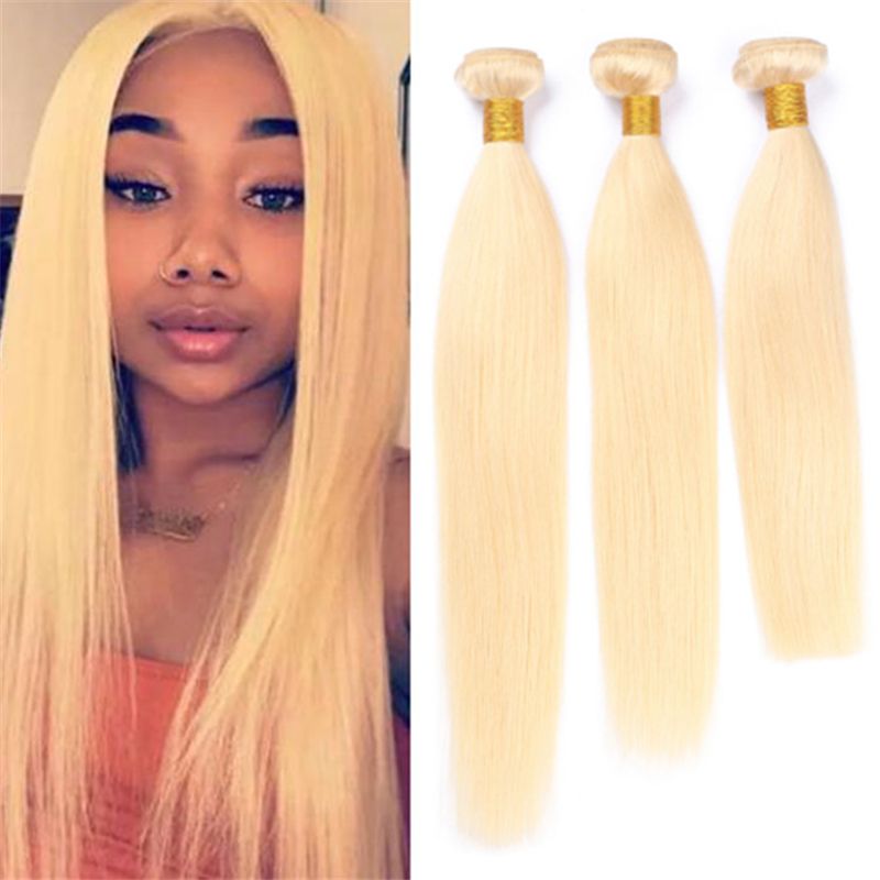 Bleach Blonde Virgin Peruvian Human Hair Weave 3 Bundles Deals 613