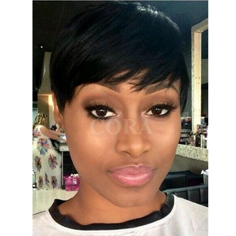 Celebrity Short Human Hair Wigs Pixie Rihanna Short Hair Wigs