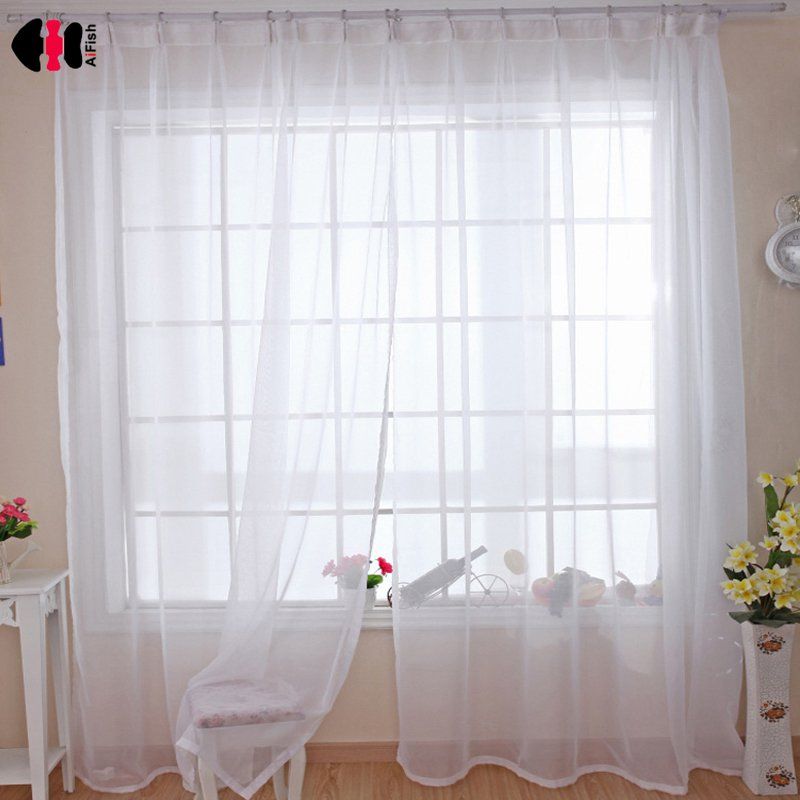 2019 White Sheer Solid Voile Curtains Translucidus Modern