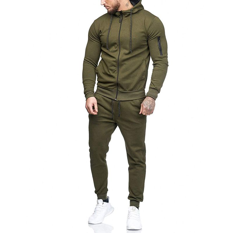 2018 Otoño Fitness Hombres Conjunto Moda Ropa Deportiva Chándales Conjuntos Hombre Culturismo Sudaderas Capucha Pantalones