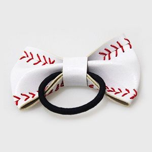 white baseball bows