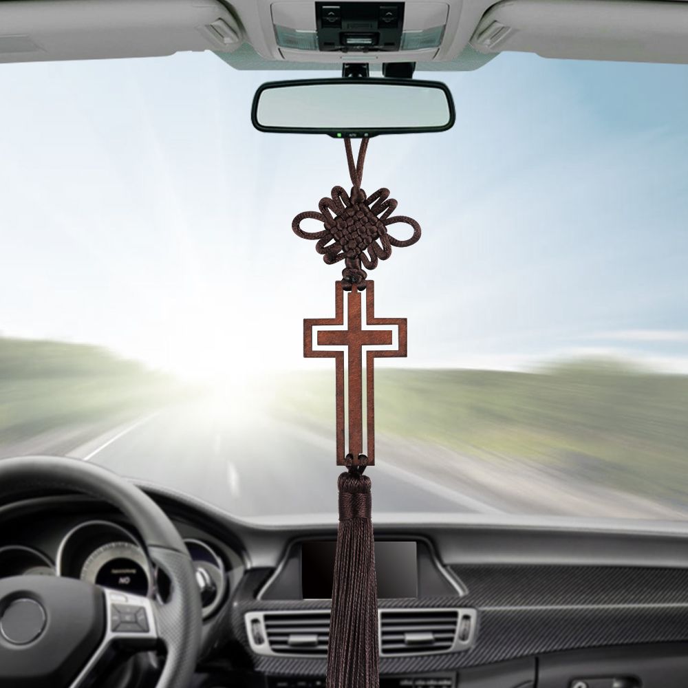 Hollow Cross Tassel Car Rearview Mirror Hanging Ornaments Auto Interior Christian Cross Decoration Pendant Car Accessories Cheap Custom Car Interior