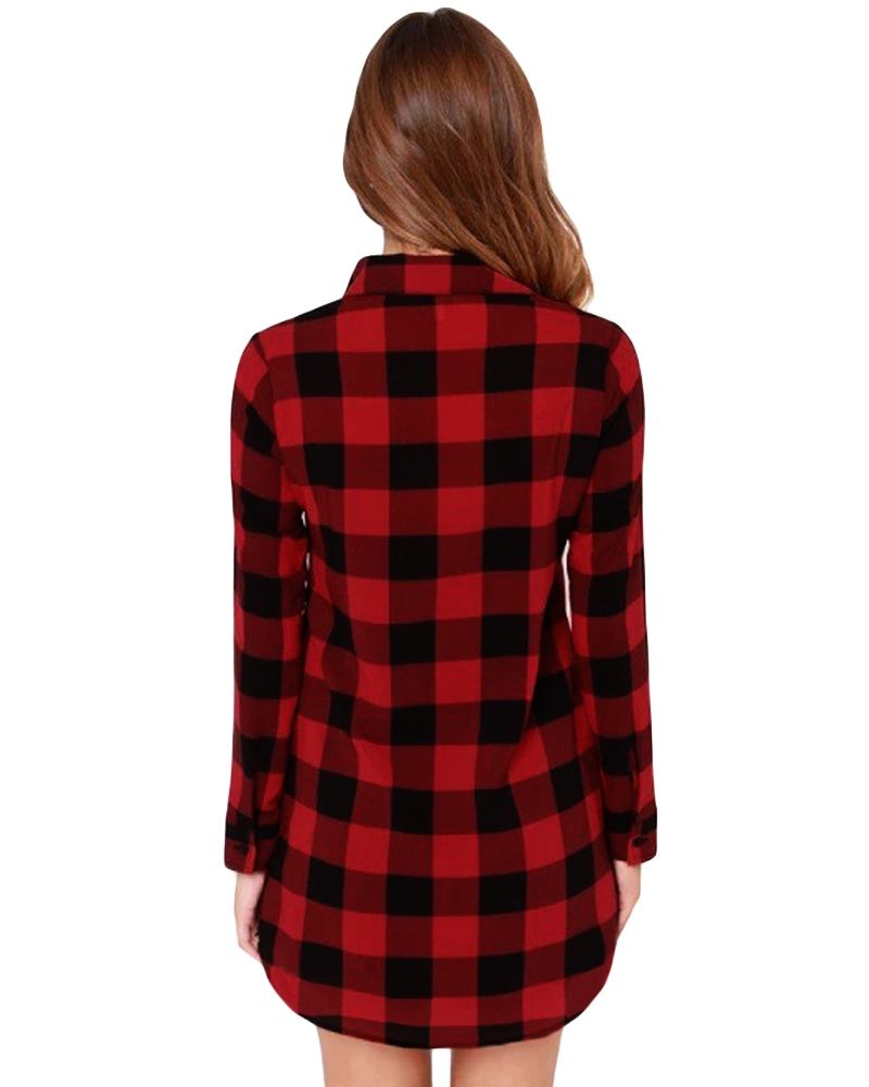 camisa de cuadros roja y negra mujer