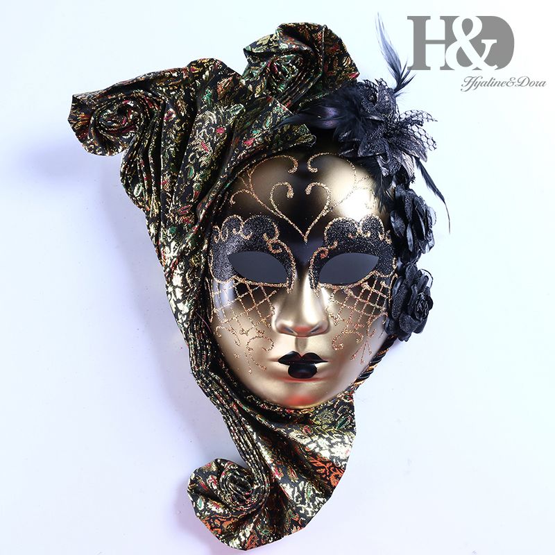 H Amp D Full Face Venetian Jester Mask Masquerade With Flower