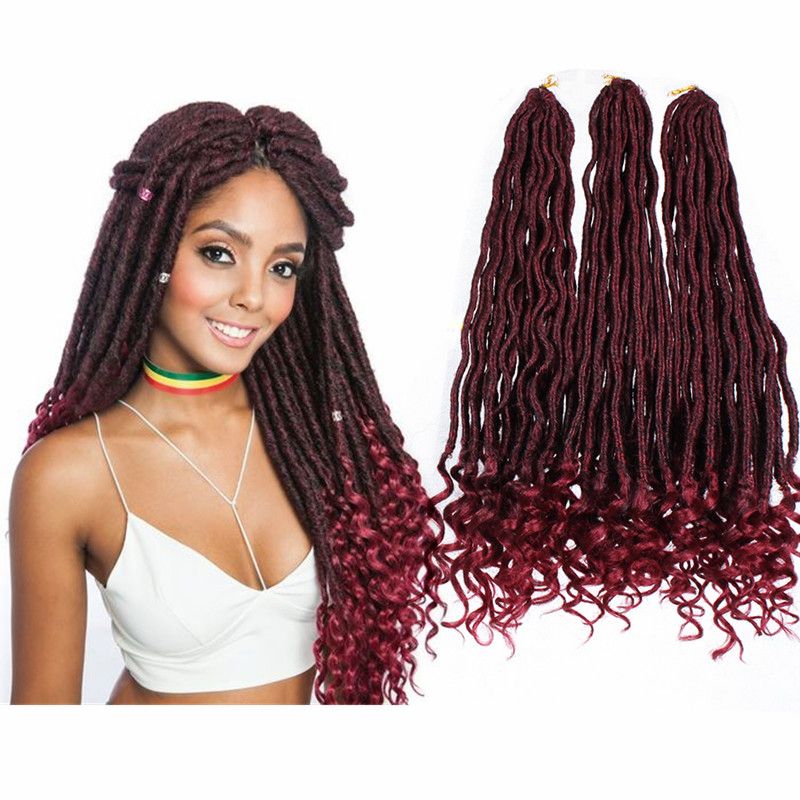 Deep Curly Faux Locs Crochet Braids 18 Inch Soft Natural Black