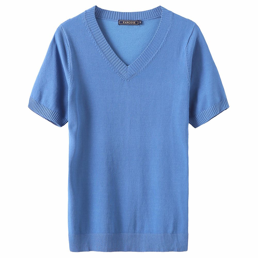 men's v neck short sleeve sweater