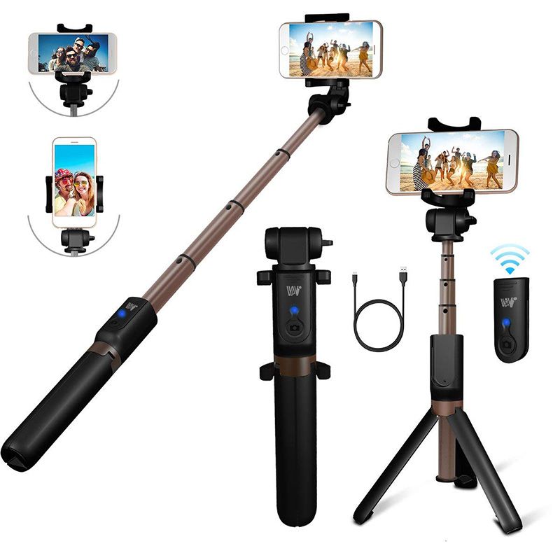 Utdragbart Selfie Stick-stativ med trådlös fjärrlucka för iPhone, Android,  Samsung