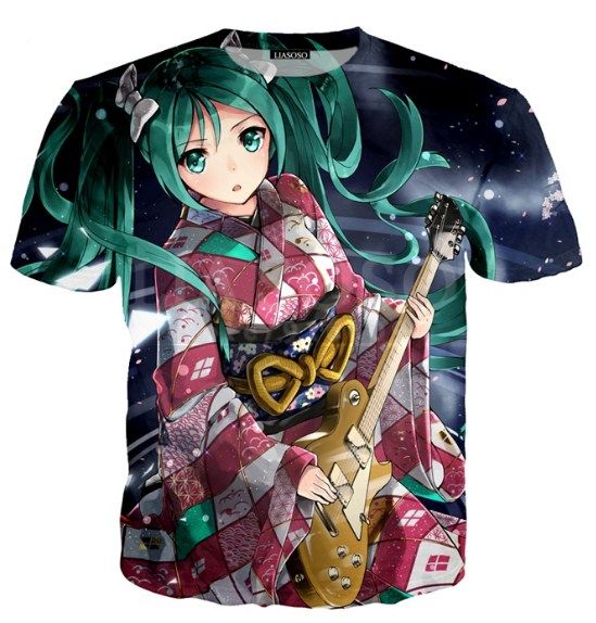 New Fashion Womens//Mens Hatsune Miku Funny 3D Print Unisex Funny T-Shirt