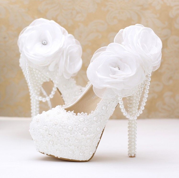 white sparkly wedding shoes