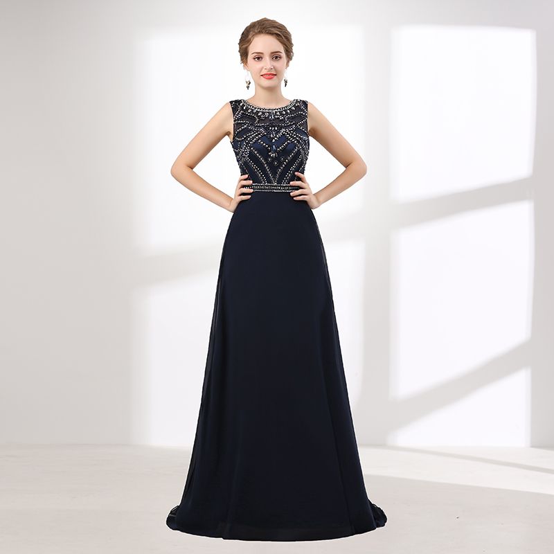 navy blue and silver prom dress