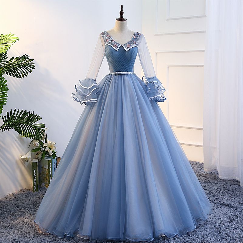 Blue Ball Gown | Gowns, Princess outfits, Beautiful dresses