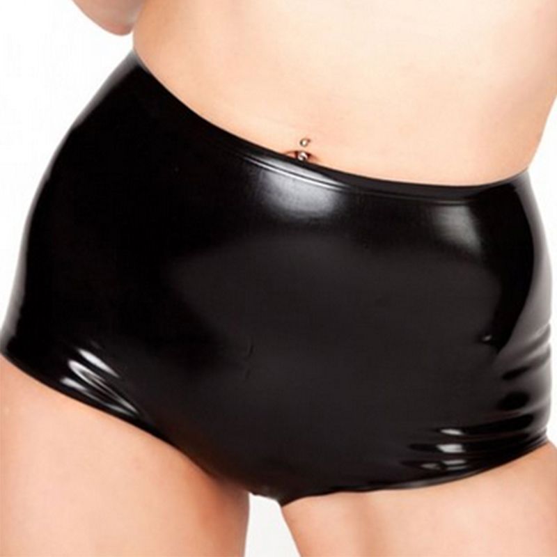 EXLATEX Latex Shorts Mini Brief for Women Plus Size Latex Panties