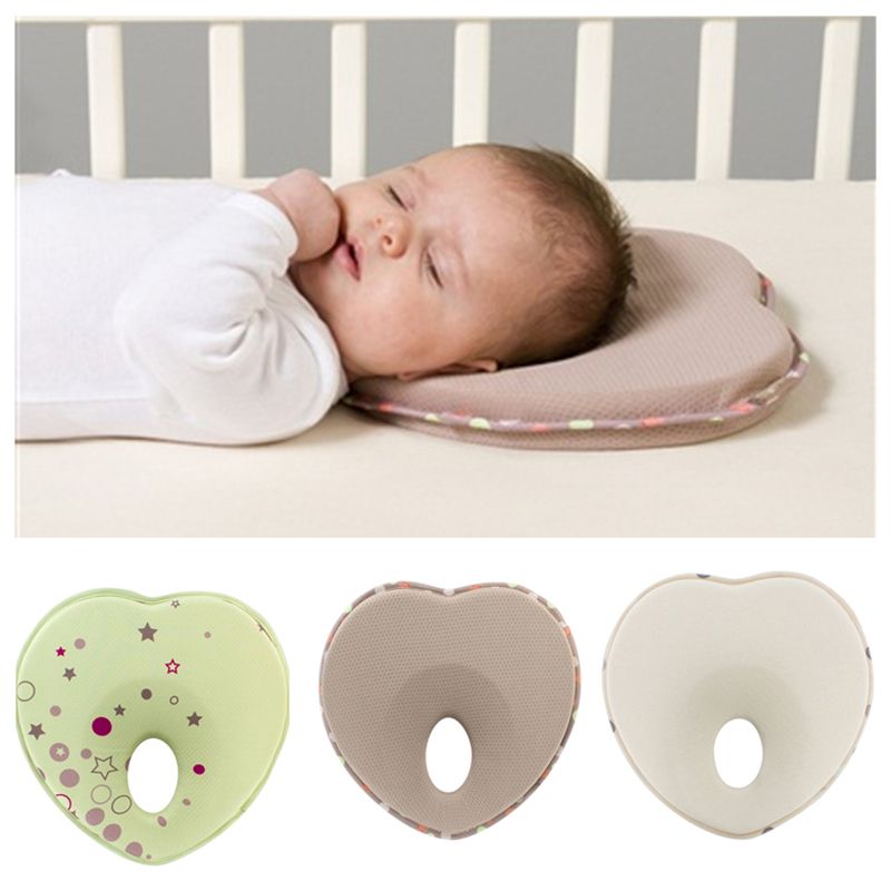 Baby Neonatal Prevent Flat Head Heart Shaped Anti Roll Pillow