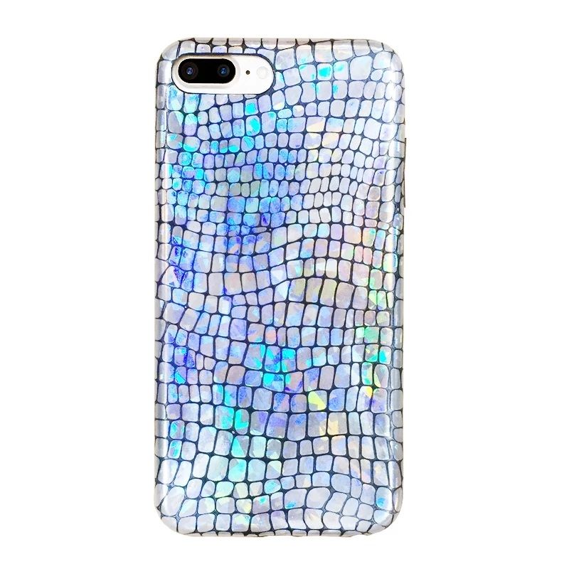 Fashionable Silver Color Laser Design Hard Plastic Cell Phone Case