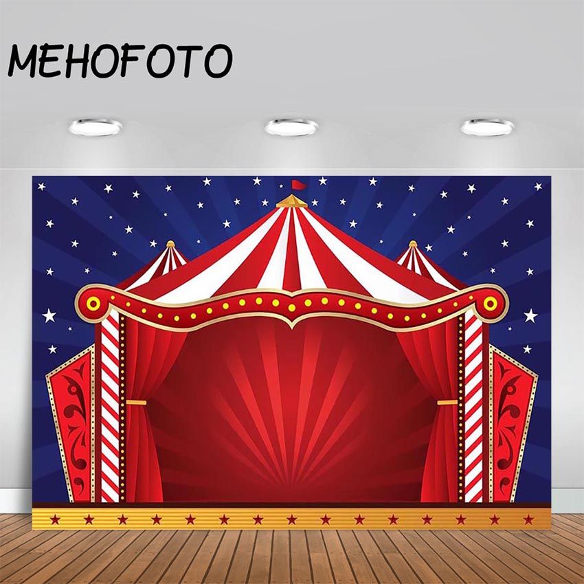 2019 Wholesale Circus Tent Photography Backdrops Glitter Stars Carnival Kids Birthday Party Banner Baby Shower Photo Background Decor From