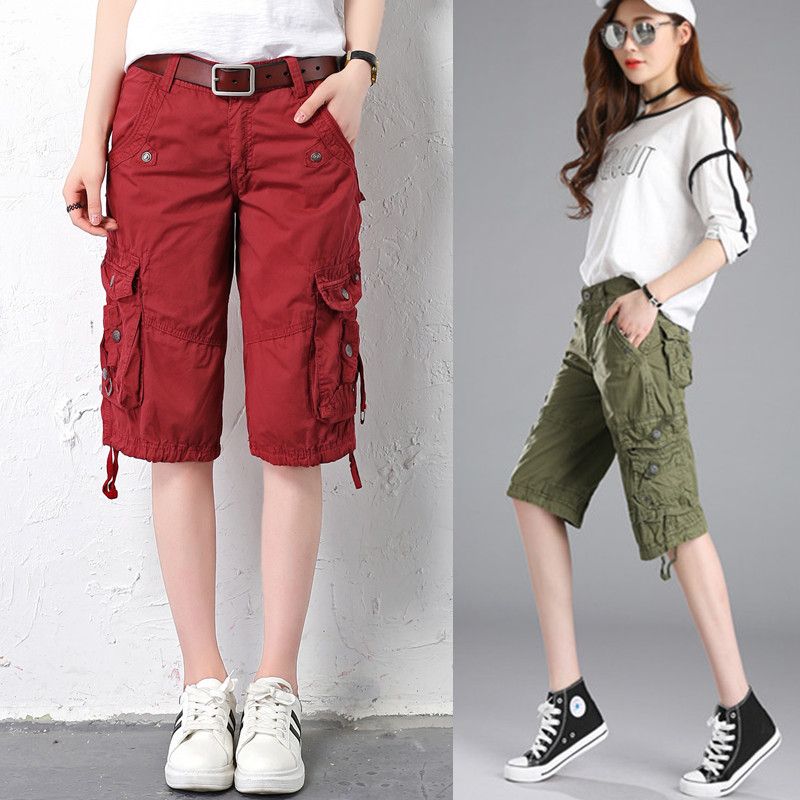 red cargo pants for women