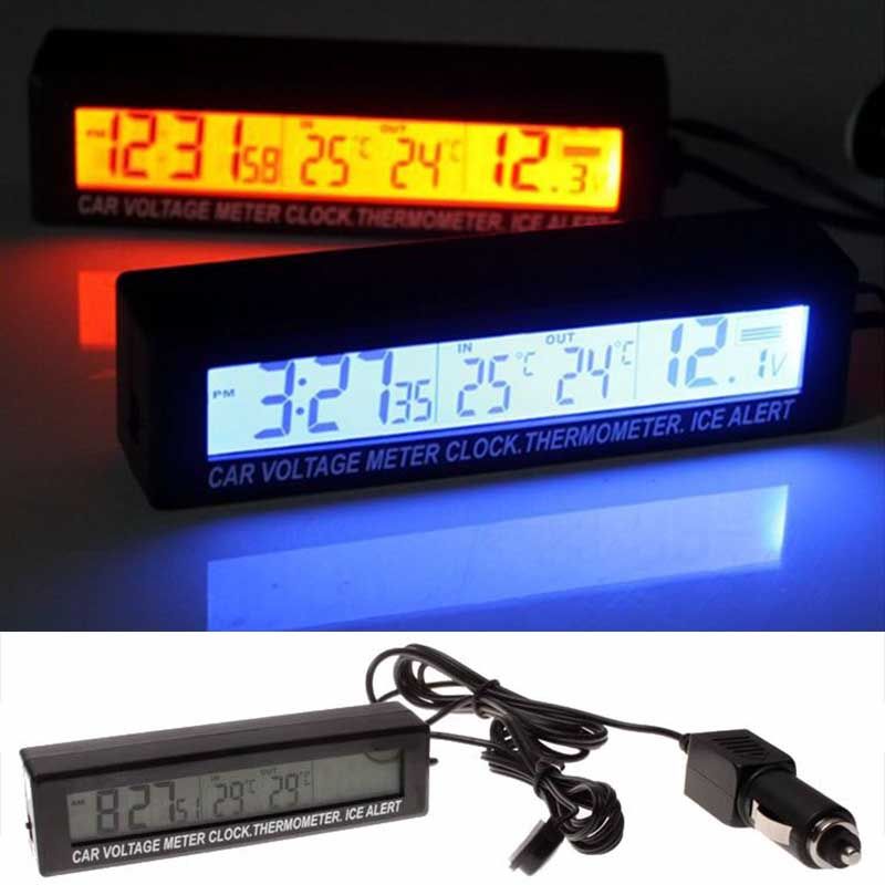 Dual display Voltmeter thermometer digital temperatur 12v 24v 48v 60v 72v car