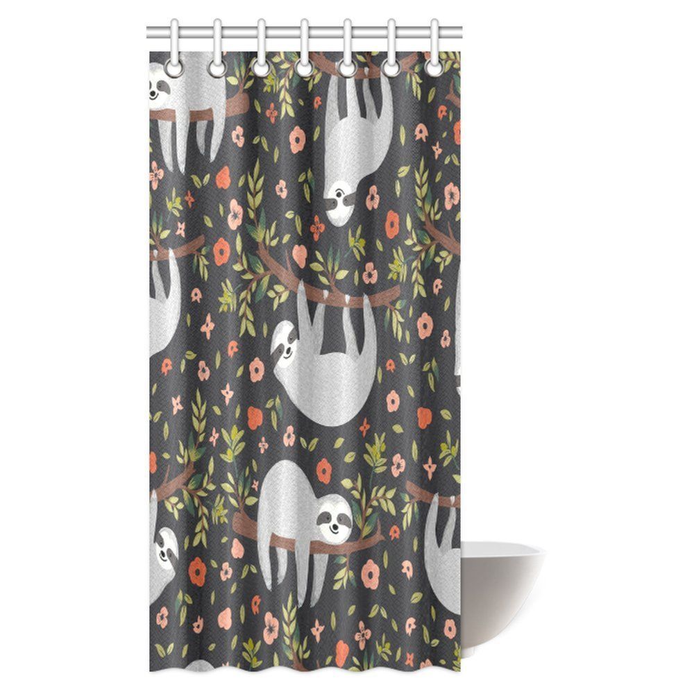 Aplysia Cute Baby Funny Sloth On Tree Fabric Bathroom Shower