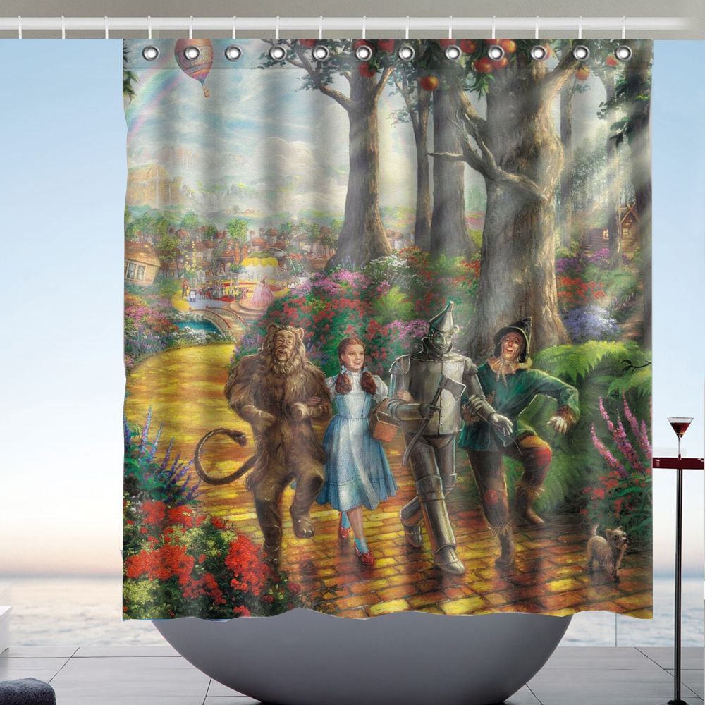 Printed Polyester Waterproof Wizard Of Oz Bathroom Shower Curtain 66 x 72 Inch