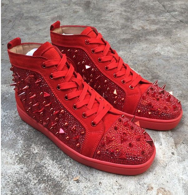 Luxury Sign Paris Red Bottom Sneakers Men S Flat Spikes White Gold Leather Sneakers Shoes High Quality Wholesale Store Brown Shoes Formal Shoes For