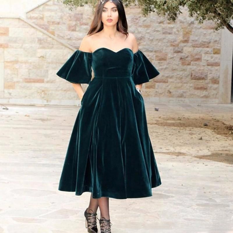 dark green velvet prom dress