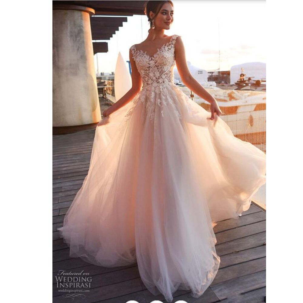 3D Flower Tulle Boho Bridal Dresses ...