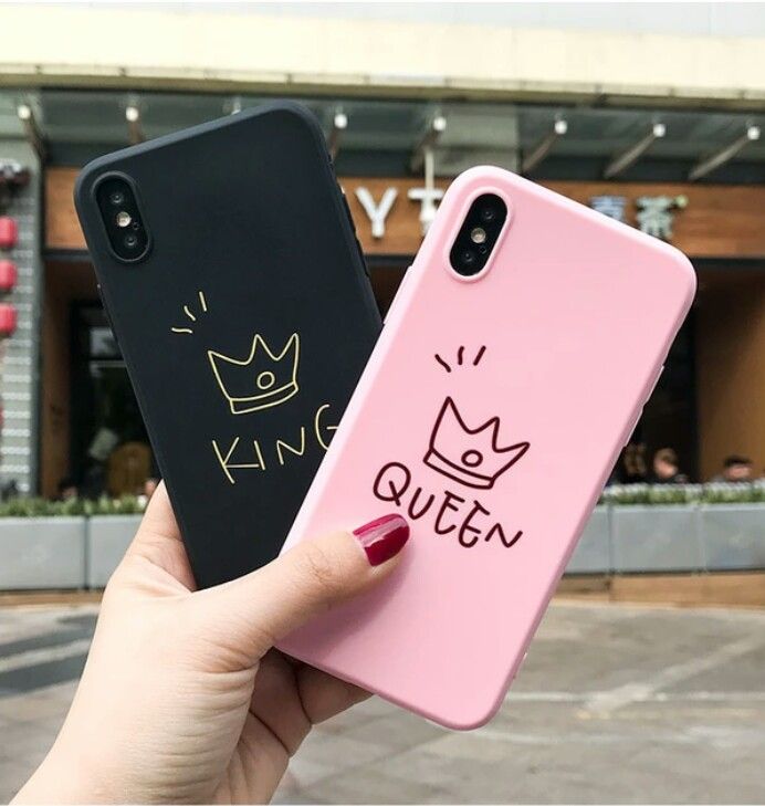 Fashion Glossy Crown King Queen Couple Phone Case For Iphone X 6 7