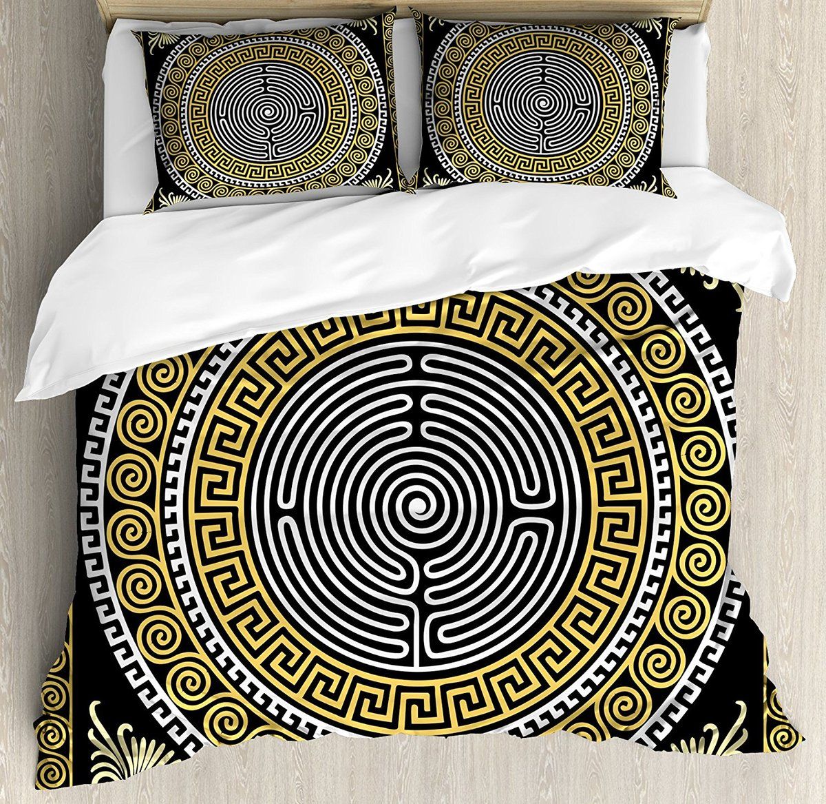 Greek Key Duvet Cover Set Classical Pattern With Intricate Design