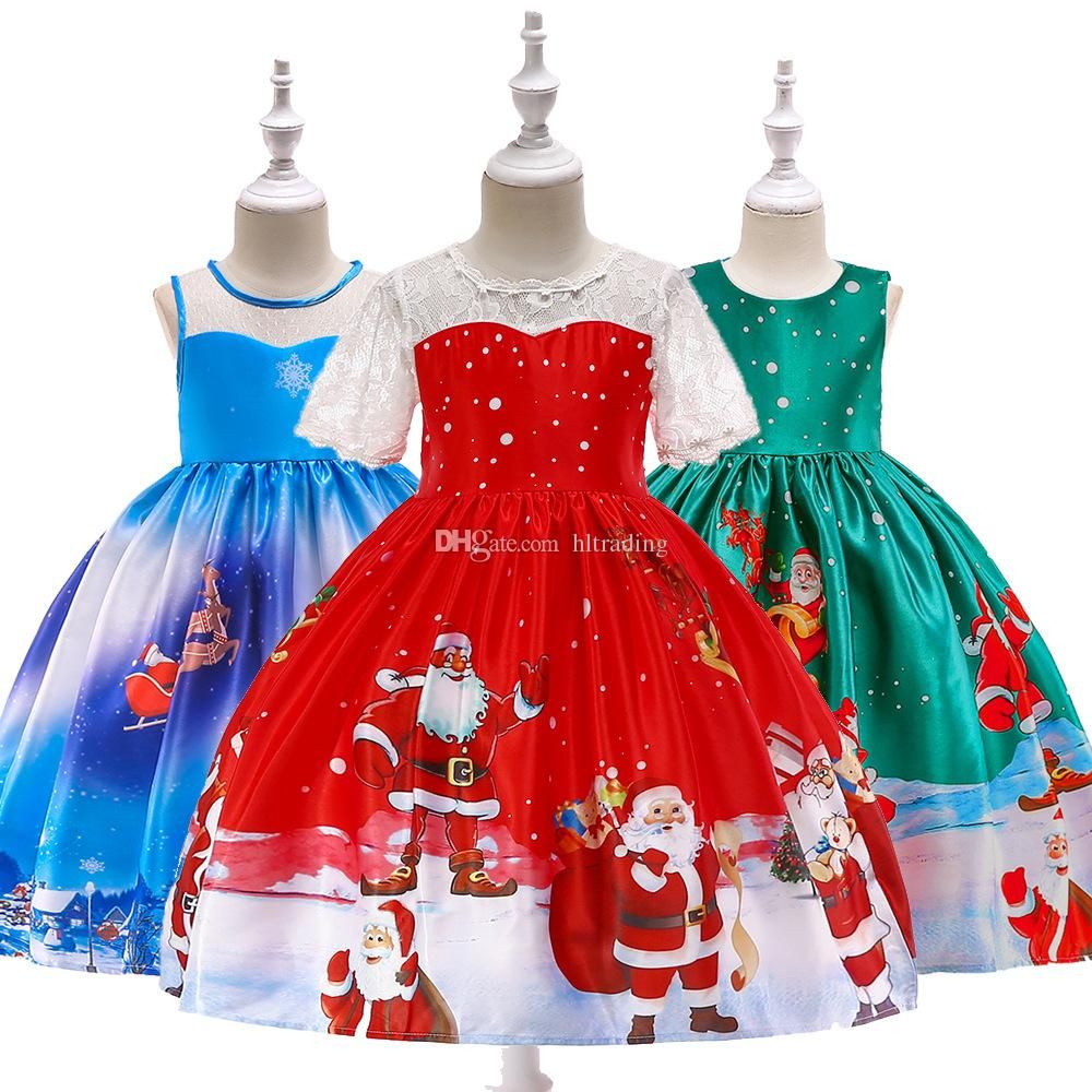 Christmas Baby Girl Princess Dress Toddler Kid Sleeveless Bow Deer Party Clothes