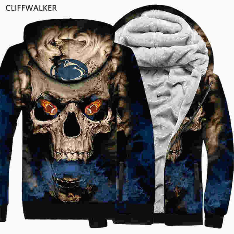 Long Sleeve Hoodie Print Human Skulls Line Art Jacket Zipper Coat Fashion Mens Sweatshirt Full-Zip S-3xl