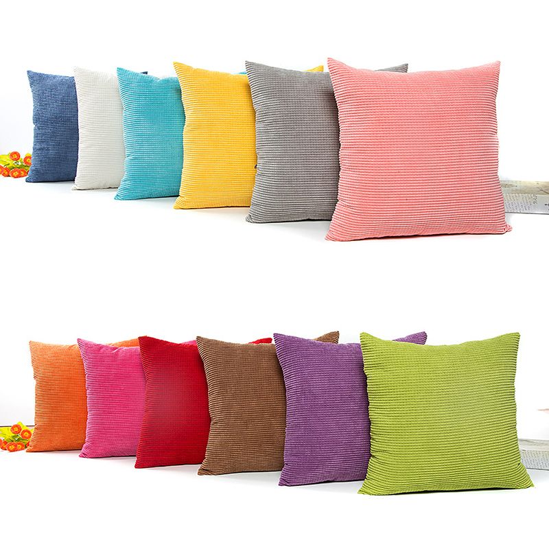 Solid Color Corduroy Pillow Covers Square 45cm X 45cm Throw Sofa