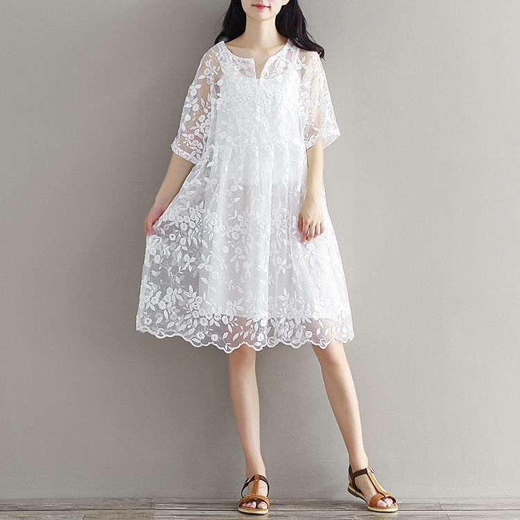 embroidery one piece dress