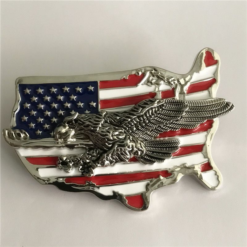 esqueleto Ejecución Visualizar 1 unids bandera americana de plata águila vaqueros cinturón hebilla mujer  hombre jeans joyas accesorios metal