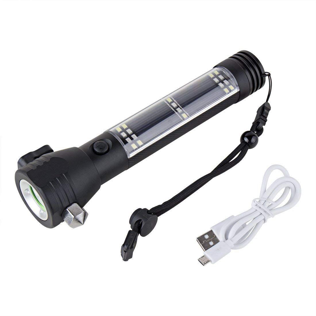 2021 Car Flashlight Solar Flashlight Rechargable USB Torch Multi
