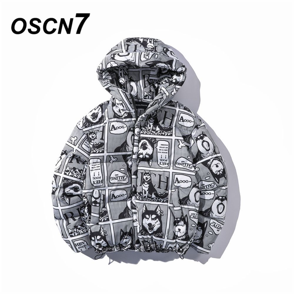 Imprimer Dessinée Hop La Tendance Veste Hip Pleine Hommes Anime Imprimer OSCN7 Husky Rembourré Streetwear Acheter Manteau Haute Bande De Mode Rue 3Ac54LRjq