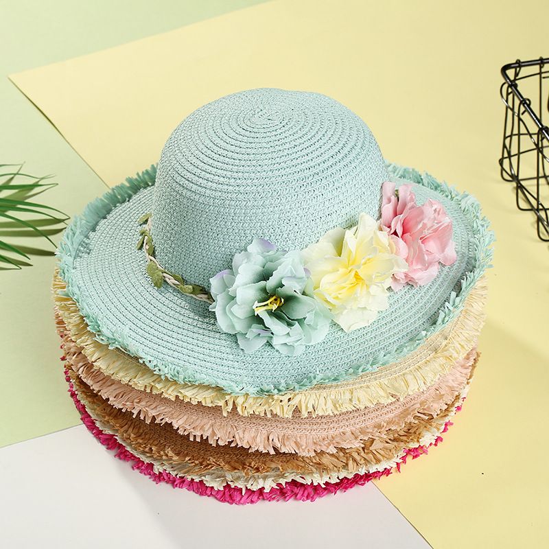 Acheter Filles Chapeaux De Paille Bebe Fleurs Chapeau De Soleil Enfants Chapeau Dete Plage Denfants Chapeaux De Soleil Big Brim De 5 12 Du Kids Show Fr Dhgate Com