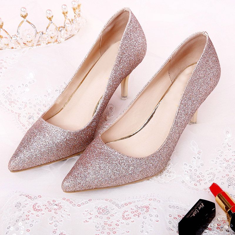 bridal rose gold shoes