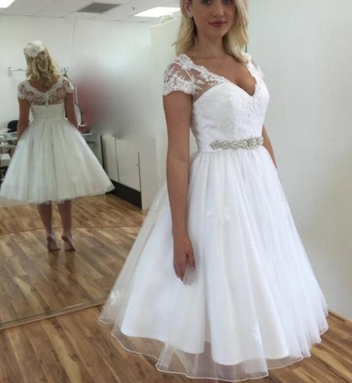 knee length beach wedding dresses