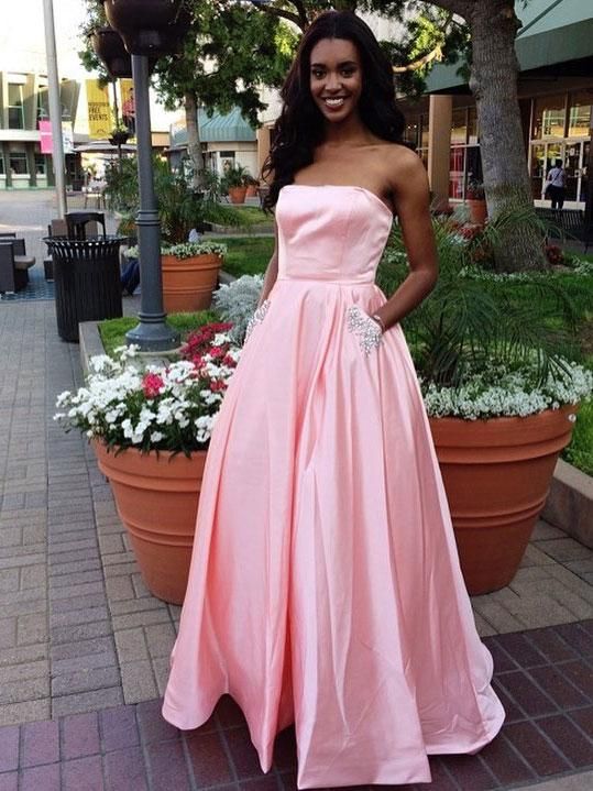 pink strapless homecoming dress