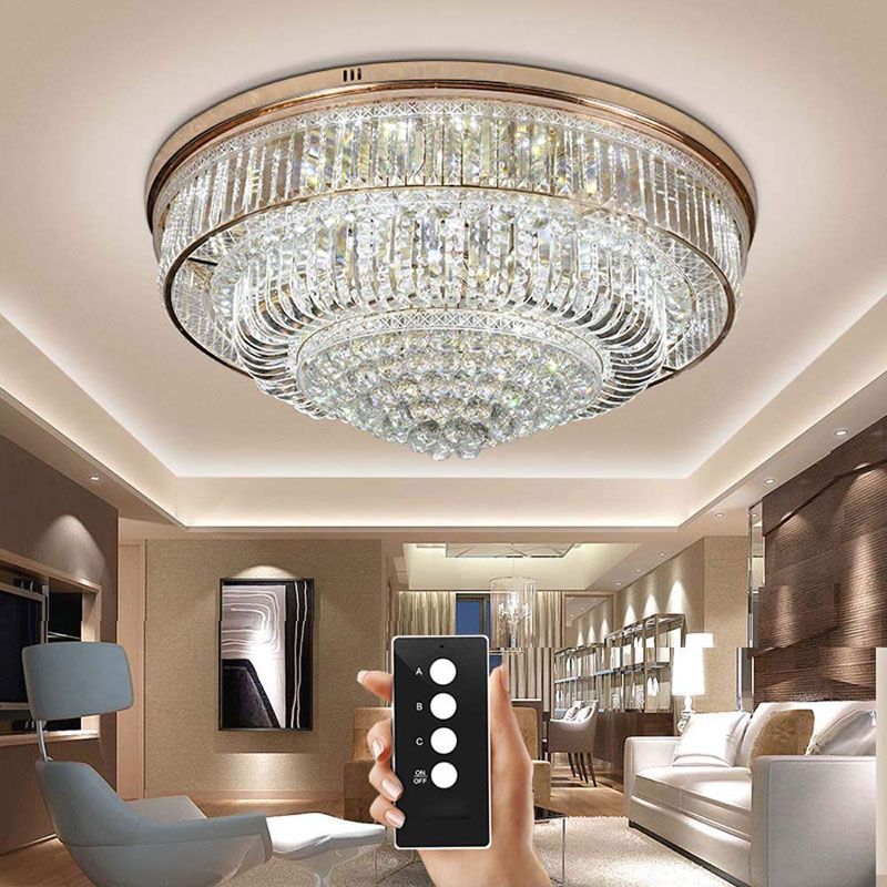 2019 3 Brightness Crystal Light Living Room Lamps Ceiling Lights Round Crystal Ceiling Lights Led Bedroom Restaurant Lamp With Remote Control From