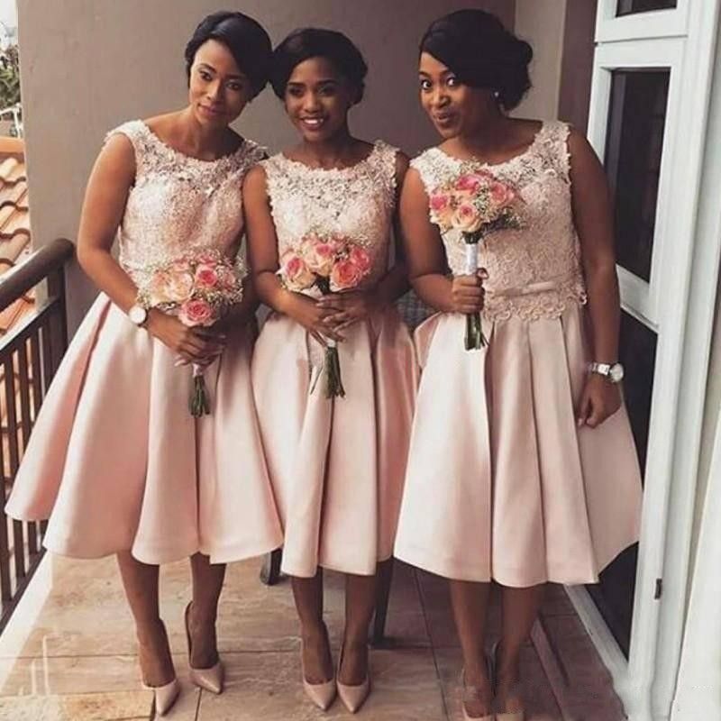 blush colored tea length dresses
