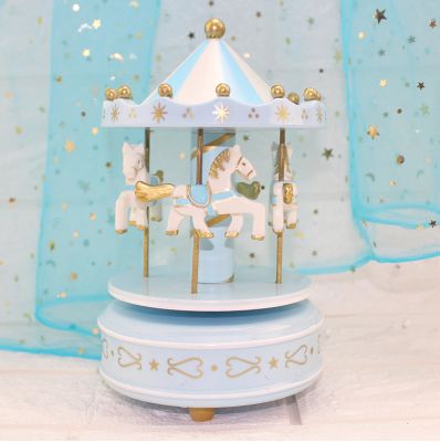 2020 Pink Unicorn Wood Carousel Music Box Cake Decoration Birthday