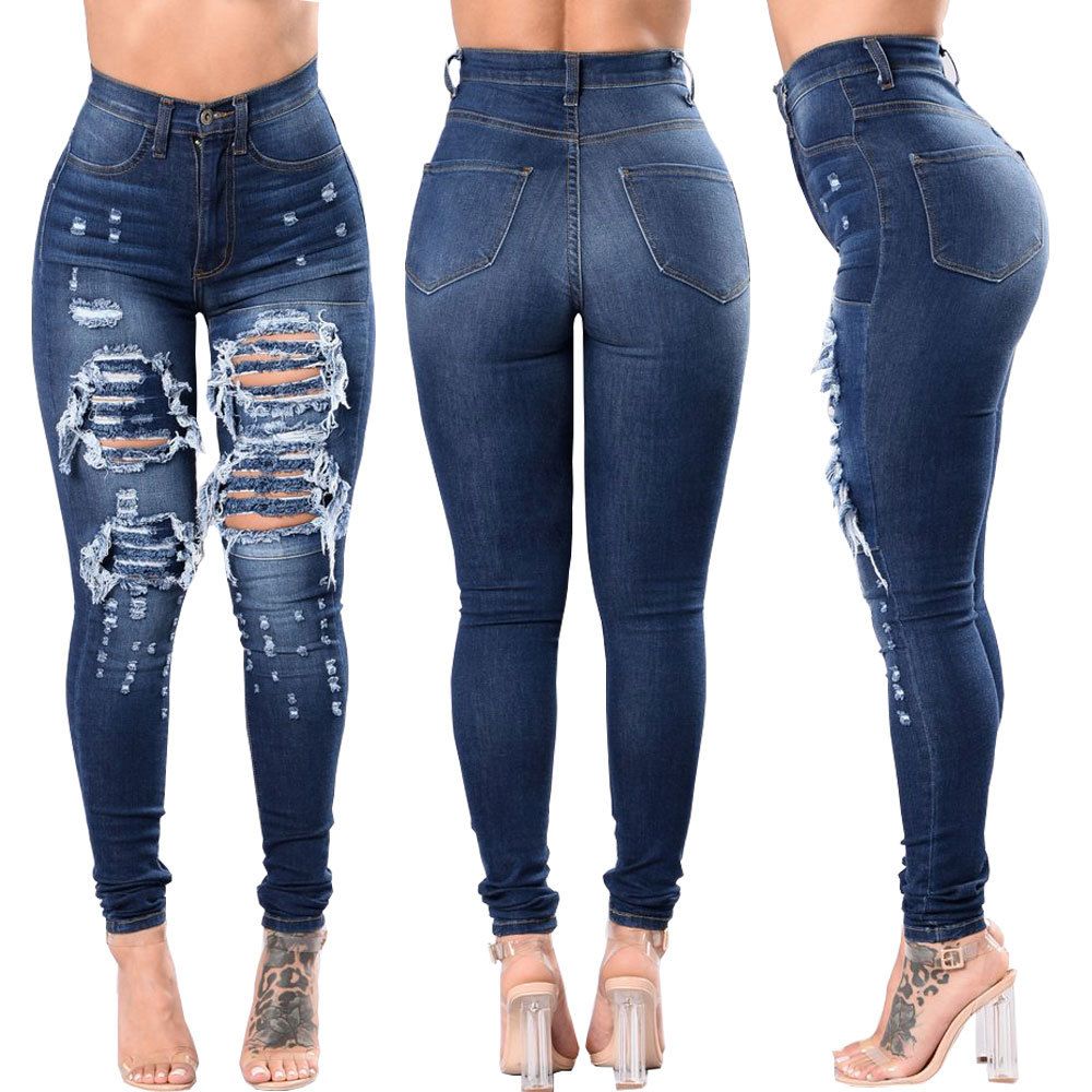 Acquistare Jeans Elasticizzati A Vita Alta Con Ricamo Jeans Strappati Donna  Con Fori Floreali Pantaloni Jeans Donna Pantaloni Jeans A Matita Economico  | Consegna Veloce E Qualità | DHgate Italy