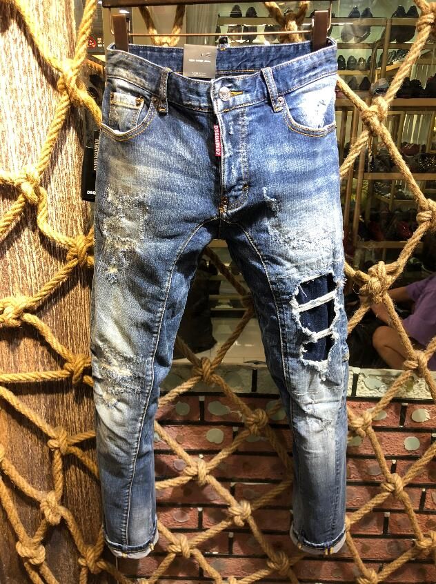 Compra Estilo Americano Europeo Sin Marca Para Hombre Pantalones Vaqueros  De Lujo Hombres Pantalones De Mezclilla Pantalones Rectos Remiendo Del  Agujero Azul Pantalones Vaqueros Barato | Entrega Rápida Y Calidad |  Es.Dhgate