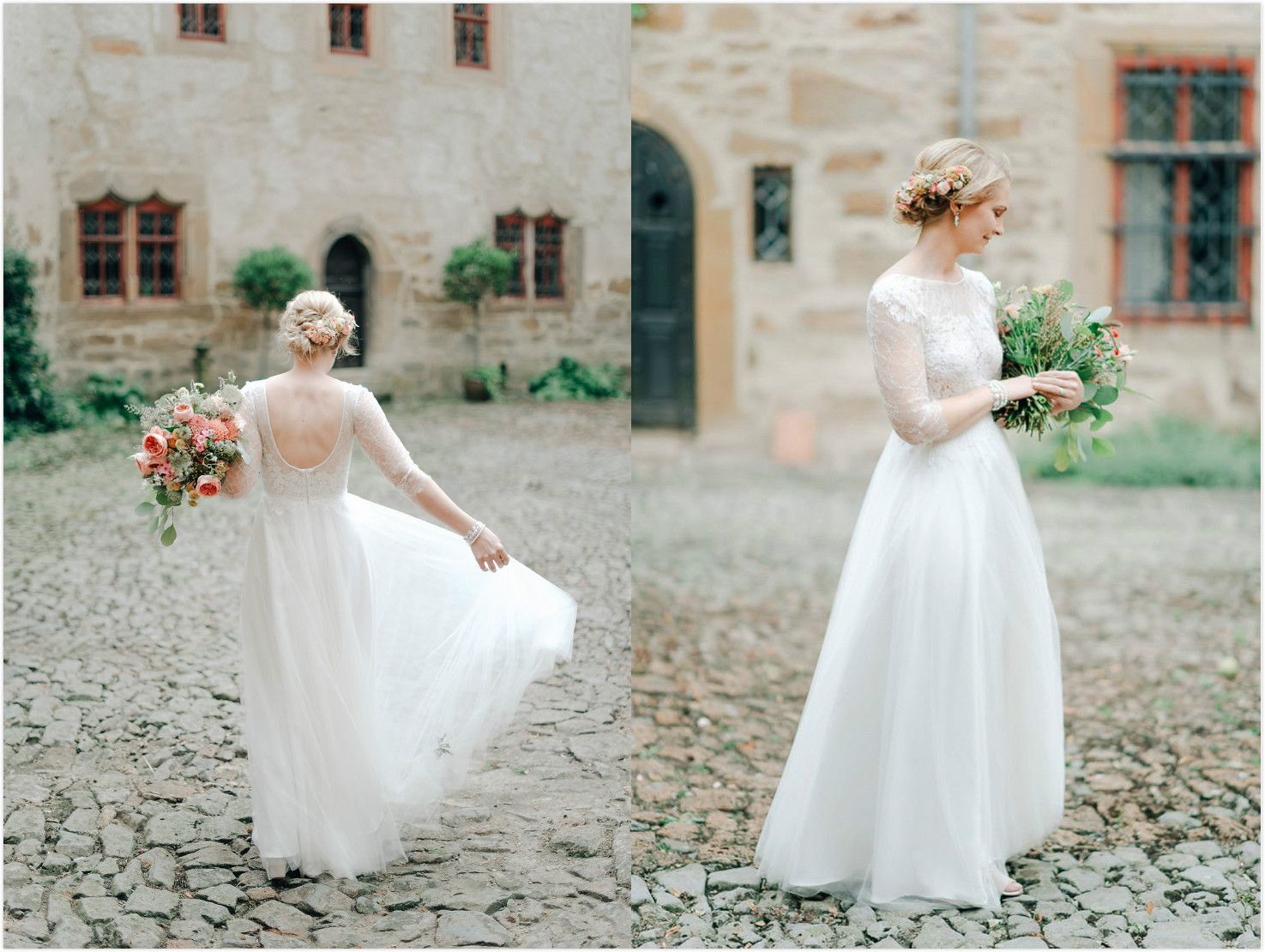 Discount Princess Ivory A Line Illusion Lace Country Wedding