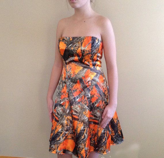 Orange Camo Bridesmaid Dress Short