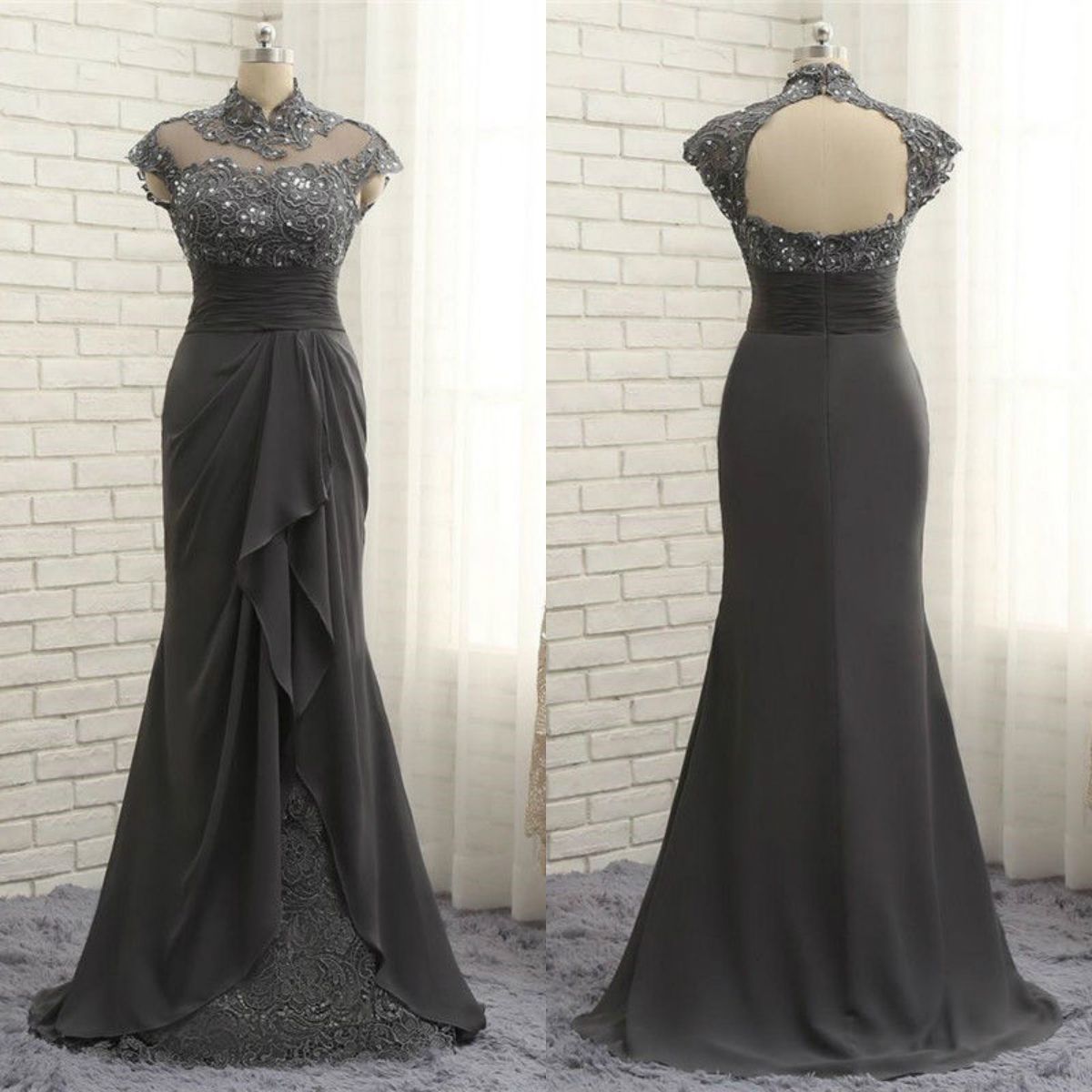 dark gray wedding dress