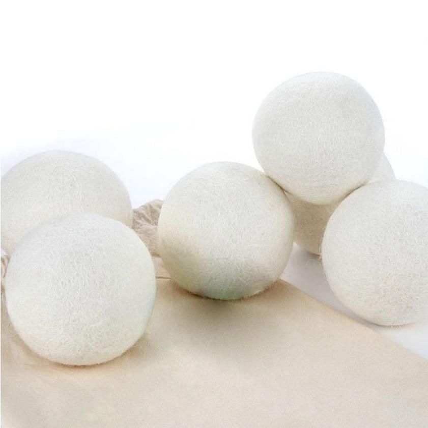 Boules de blanchisserie de en laine pour lave-linge Sèche-linge de laine Premium Sèche-linge Sèche-linge Réutilisable Assoupleur en tissu naturel 6cm